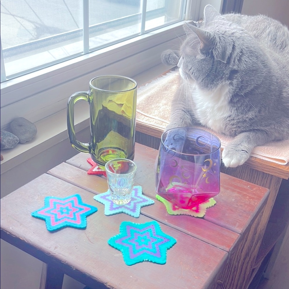 Vibrant Star-Shaped Coaster Set